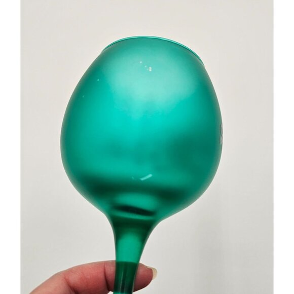 Day Of The Dead Sugar Skull Teal Wine Glass With Colorful Floral Design READ - Picture 4 of 6